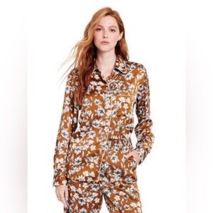 LA LIGNE x Target Brown Floral Pajama long sleeve top, Size S